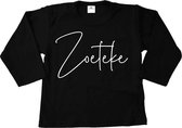 Shirt baby met tekst Zoeteke-zwart-wit-Maat 56