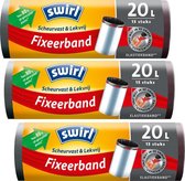 Swirl afvalzakken pedaalemmerzakken met fixeerband 20 liter- 80 % gerecycled materiaal - 3 rollen van 15 vuilniszakken = 45 vuilniszakken