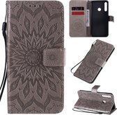 Voor Huawei P40 Lite E / Y7p / Honor 9C reliÃ«f zonnebloempatroon horizontale flip PU lederen tas met houder & kaartsleuven & portemonnee & lanyard (grijs)