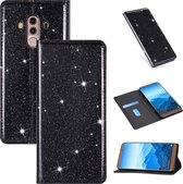 Voor Huawei Mate 10 Pro Ultradunne Glitter Magnetische Horizontale Flip Leren Case met Houder & Kaartsleuven (Zwart)