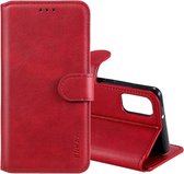 Voor Samsung Galaxy A41 ENKAY Hat-Prince horizontale flip lederen tas met houder & kaartsleuven en portemonnee (rood)