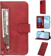 Voor Galaxy S20 + Fashion Calf Texture Zipper Horizontal Flip Leather Case met Stand & Card Slots & Wallet-functie (rood)