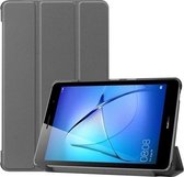 Voor Huawei MatePad T8 Custer Texture Horizontale Flip Leren Case met Drie-vouwbare Houder (Grijs)