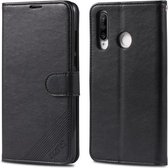 Voor Huawei P30 Lite / Nova 4E AZNS Schapenvacht Textuur Horizontale Flip Leren Case met Houder & Kaartsleuven & Portemonnee (Zwart)