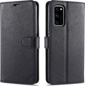 Voor Huawei Honor V30 AZNS Schapenvacht Textuur Horizontale Flip Leren Case met Houder & Kaartsleuven & Portemonnee (Zwart)