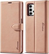 Voor Samsung Galaxy A32 5G Forwenw F1 Serie Mat Sterk Magnetisme Horizontale Flip Leren Case met Houder & Kaartsleuven & Portemonnee & Fotolijst (Rose Goud)