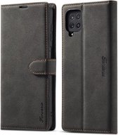 Voor Samsung Galaxy A12 Forwenw F1 Serie Mat Sterk Magnetisme Horizontale Flip Leren Case met Houder & Kaartsleuven & Portemonnee & Fotolijst (Zwart)