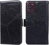 Voor Samsung Galaxy A31 (EU-versie) Geometrische stiksels Horizontale flip TPU + PU lederen tas met houder & kaartsleuven en portemonnee (zwart)