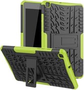 Voor Samsung Galaxy Tab A8.0 (2019) T295 / T290 Bandentextuur TPU + PC schokbestendig hoesje met houder (groen)