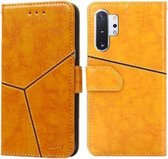 Voor Samsung Galaxy Note10 Geometrische stiksels Horizontale flip TPU + PU lederen tas met houder & kaartsleuven en portemonnee (geel)