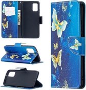 Voor Samsung Galaxy A02s (EU-versie) Gekleurde tekening patroon Horizontale flip lederen tas met houder & kaartsleuven & portemonnee (blauwe vlinder)