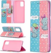 Voor Samsung Galaxy A02s (EU-versie) Gekleurd tekeningpatroon Onzichtbaar magnetisch horizontaal Flip PU-lederen hoes met houder & kaartsleuven en portemonnee (olifant)