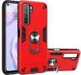 Voor Huawei Nova 7 SE / P40 Lite 5G 2 in 1 Armor Series PC + TPU beschermhoes met ringhouder (rood)