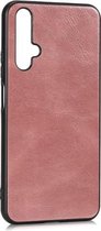 Voor Huawei Honor 20 Crazy Horse Getextureerd Kalfsleer PU + PC + TPU Case (Rose Goud)