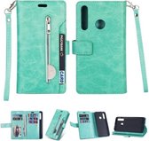 Voor Huawei P smart 2019 / P Smart + / Enjoy 9s Multifunctionele Rits Horizontale Flip Leren Case met Houder & Portemonnee & 9 Kaartsleuven & Lanyard (Mintgroen)