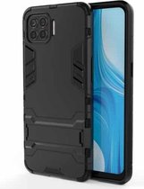 Voor OPPO F17 Pro PC + TPU schokbestendige beschermhoes met houder (zwart)