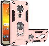 Voor Motorola Moto E5 (EU-versie) / G6 Play 2 in 1 Armor Series PC + TPU beschermhoes met ringhouder (roségoud)