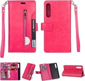 Voor Xiaomi Mi 9 SE Multifunctionele Rits Horizontale Flip Leren Case met Houder & Portemonnee & 9 Kaartsleuven & Lanyard (Rose Rood)