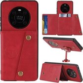 Voor Huawei Mate 40 dubbele gesp PU + TPU schokbestendige magnetische beschermhoes met kaartsleuf en houder (rood)