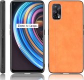 Voor OPPO Realme X7 Schokbestendig Naaien Koe Patroon Huid PC + PU + TPU Case (Oranje)