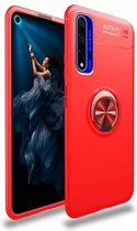 Metalen ringhouder 360 graden roterende TPU-hoes voor Huawei Honor 20 (rood + rood)