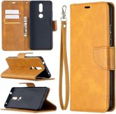 Voor Nokia 2.4 Retro Lamsvacht Textuur Pure Kleur Horizontale Flip PU Lederen Case met Houder & Kaartsleuven & Portemonnee & Lanyard (Geel)