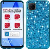 Voor Huawei P40 Lite glitterpoeder schokbestendige TPU beschermhoes (blauw)