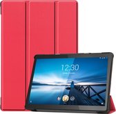 Voor Lenovo M10 FHD REL TB-X605FC Custer Pattern Pure Color Horizontale Flip Leather Case met Three-fold houder & Wake-up / Sleep-functie (Rood)