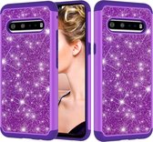 Voor LG V60 ThinQ 5G / G9 ThinQ Glitter Poeder Contrast Huid Schokbestendig Siliconen + PC Beschermhoes (Paars)