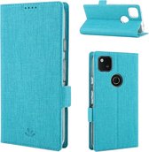 Voor Google Pixel 4a ViLi Zijknop Magnetisch zuigtype Schokbestendig TPU + PU Horizontale flip beschermhoes met kaartsleuf & houder & portemonnee (blauw)