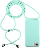 Voor iPhone 8/7 Candy Color TPU beschermhoes met lanyard (mintgroen)