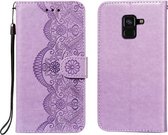 Voor Samsung Galaxy A5 (2018) Flower Vine Embossing Pattern Horizontale Flip Leather Case met Card Slot & Holder & Wallet & Lanyard (Purple)