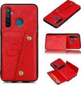 Voor OPPO Realme 5 Pro schokbestendige magnetische PU + TPU beschermhoes met kaartsleuven (rood)