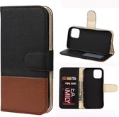Voor iPhone 12 Splicing Color Horizontale Flip lederen tas met houder & fotolijst & kaartsleuven & portemonnee (zwart)