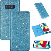 Voor Samsung Galaxy Note 8 Ultradunne glitter magnetische horizontale flip lederen tas met houder en kaartsleuven (hemelsblauw)
