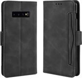 Wallet-stijl Skin Feel Calf Pattern lederen tas voor Galaxy S10 +, met aparte kaartsleuf (zwart)
