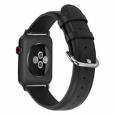 Voor Apple Watch Series 5 en 4 44 mm 3 en 2 en 1 42 mm leren riem met ronde gaten (zwart)