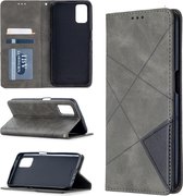 Voor Oppo A72 / A52 / A92 Rhombus Texture Horizontale Flip Magnetische Leren Case met Houder & Kaartsleuven (Grijs)