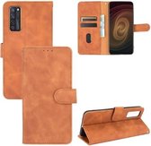 Voor ZTE Axon 20 5G / A20 5G Effen Kleur Huidgevoel Magnetische Gesp Horizontale Flip Kalfsstructuur PU Lederen Case met Houder & Kaartsleuven & Portemonnee (Bruin)