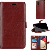 Voor Samsung Galaxy A02s / M02s Pure Color Horizontale Flip PU lederen tas met houder & kaartsleuven & portemonnee & fotolijst (bruin)