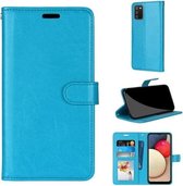 Voor Samsung Galaxy A02s / M02s Pure Color Horizontale Flip PU lederen tas met houder & kaartsleuven & portemonnee & fotolijst (blauw)