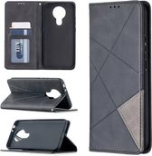 Voor Nokia 3.4 Rhombus Texture Horizontale Flip Magnetische Leren Case met Houder & Kaartsleuven (Zwart)