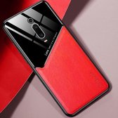 Voor Xiaomi Redmi K20 All-inclusive leer + beschermhoes van organisch glas met metalen ijzeren plaat (rood)