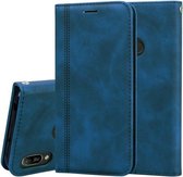 Voor Huawei Honor 8A / Y6 (2019) Frosted Business Magnetische Horizontale Flip PU Leather Case met Houder & Kaartsleuf & Lanyard (Blauw)