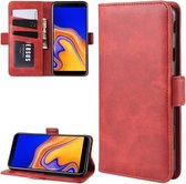 Dual-side magnetische gesp horizontale flip lederen tas voor Galaxy J4 + / J4 Core, met houder & kaartsleuven & portemonnee & fotolijst (rood)