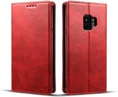 Suteni Calf Texture Horizontale Flip Leren Case met Houder & Kaartsleuven & Portemonnee voor Galaxy S9 (Rood)