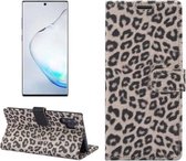 Luipaardpatroon horizontale flip lederen hoes met houder en kaartsleuven voor Galaxy Note 10+ (geel)