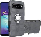 Voor Galaxy S10 5G 2 in 1 Cube PC + TPU beschermhoes met 360 graden draaien zilveren ringhouder (grijs)
