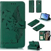 Veerpatroon Litchi Texture Horizontale Flip Leren Case met Portemonnee & Houder & Kaartsleuven voor Galaxy S9 (Groen)