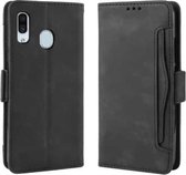 Wallet Style Skin Feel Kalfspatroon lederen tas voor Galaxy A40, met aparte kaartsleuf (zwart)